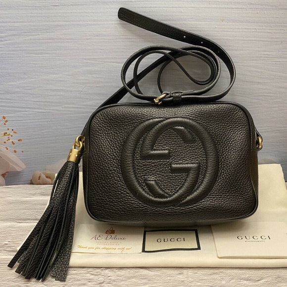 GUCCI Soho Disco Black Leather Crossbody Purse (308364 520981)